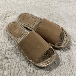 Haute Hippie womens slide sandals hemp leather 8.5 beige